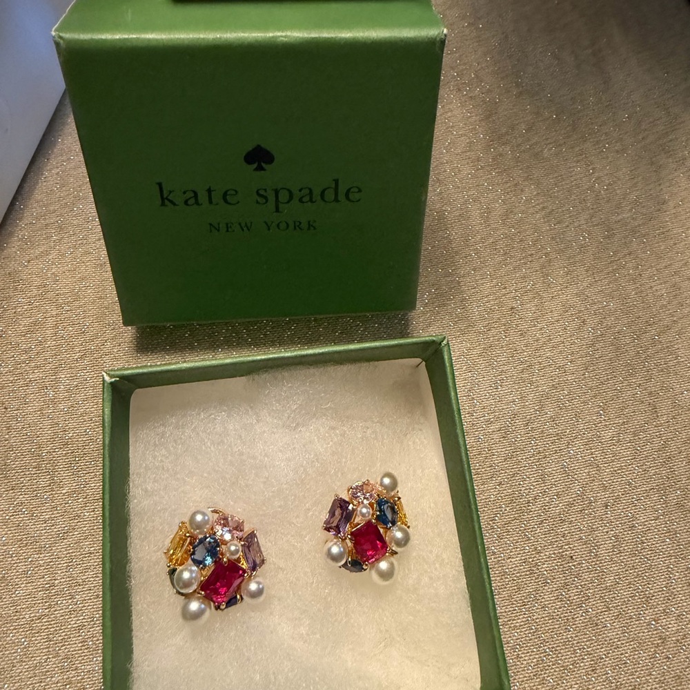 Kate Spade Multicolor Gem and Pearl Earrings